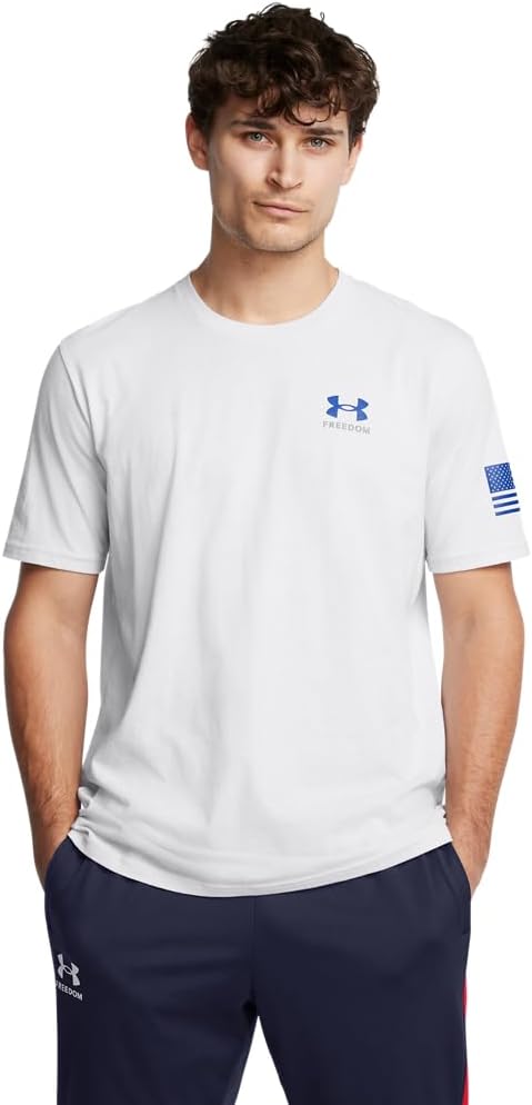 Under Armour Men's Freedom Graphic Short Sleeve T-Shirt - Halo Gray/Royal Blue, Size Medium
