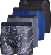 adidas Boys Microfiber Boxer Brief (4 Pack) Athletic Underwear - Galaxy Camo Black, Team Royal, Gray, Size Small
