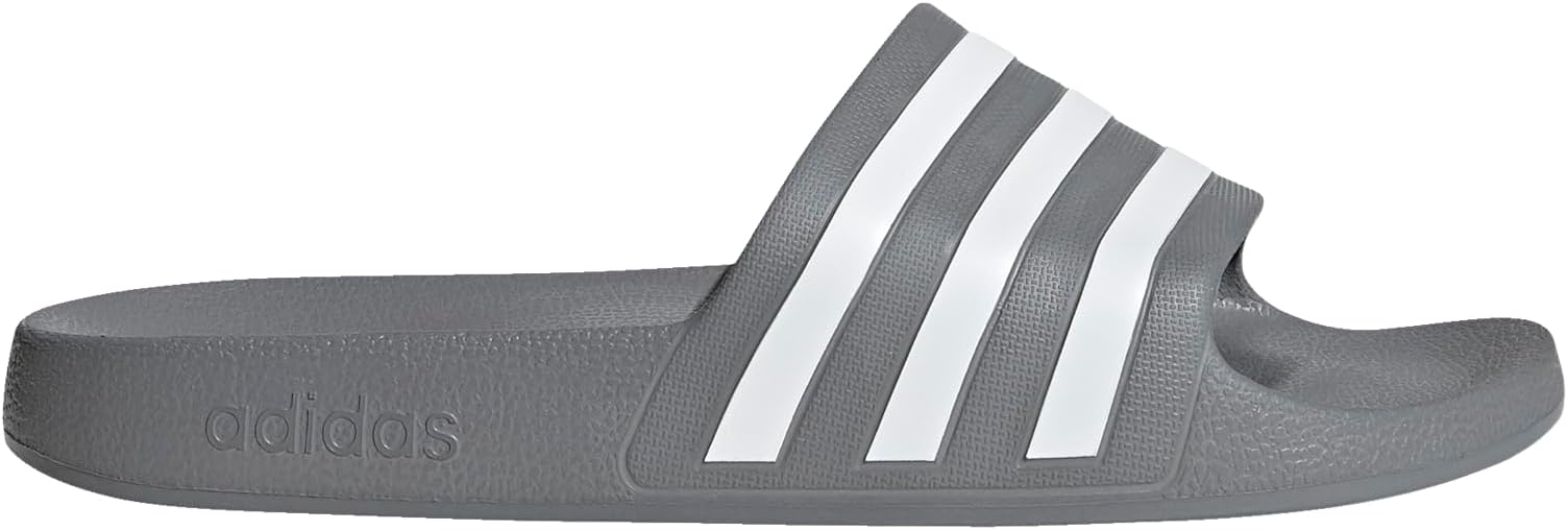 adidas Men's Adilette Shower Slides - Gray/White, Size 14