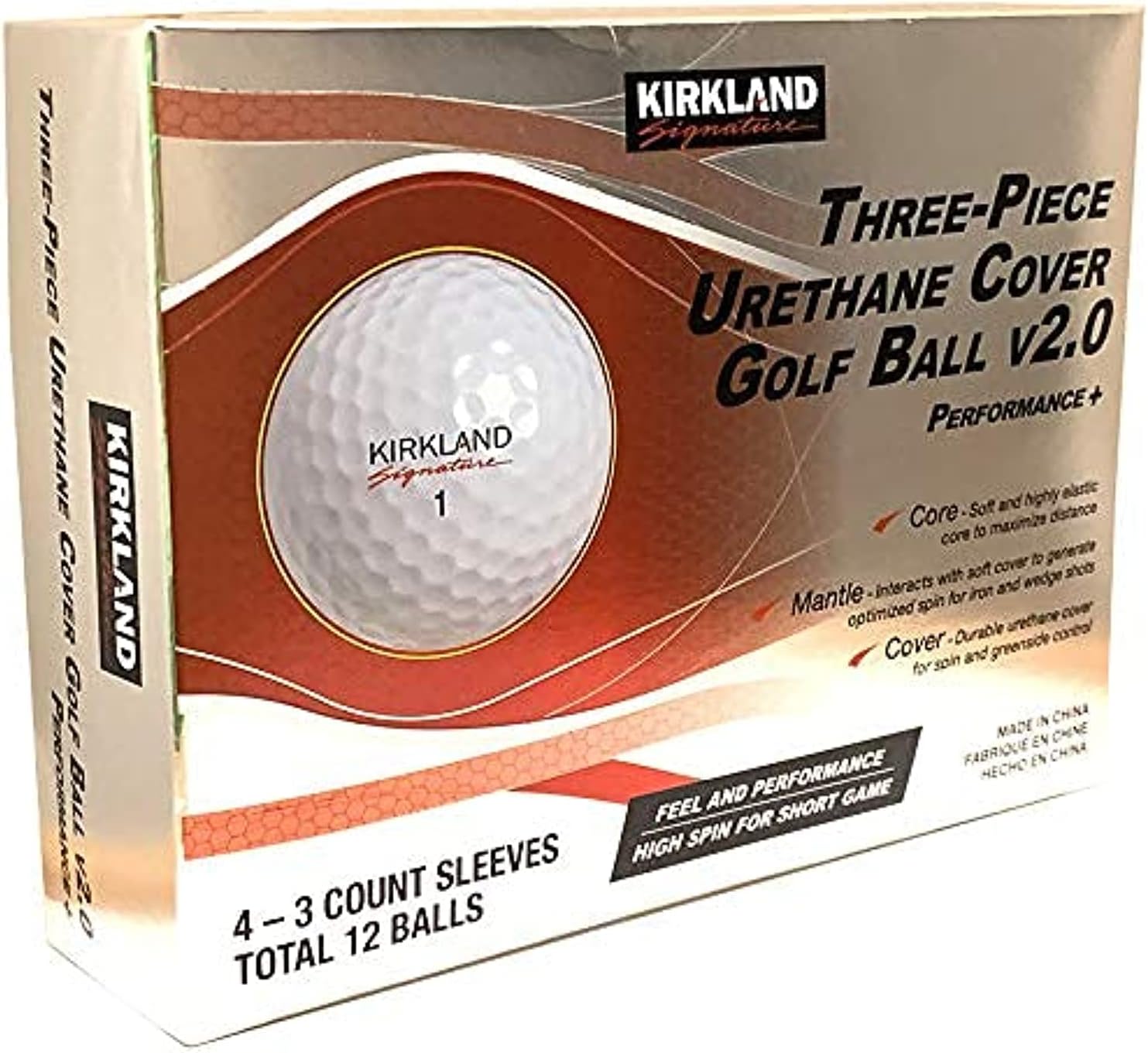 Kirkland Three-Piece Urethane Cover Golf Ball v2.0 - 12ct.