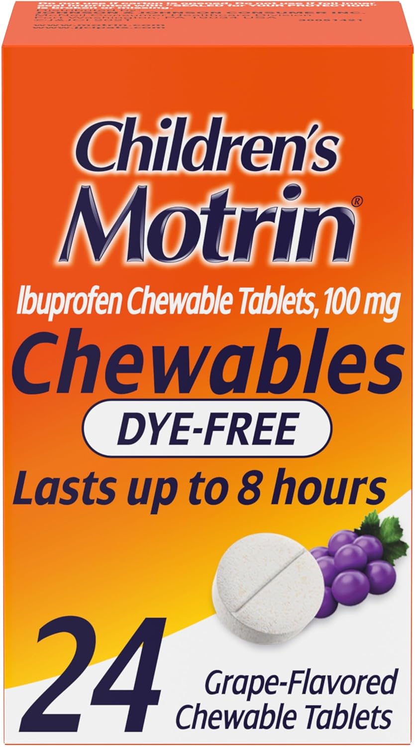 Children's Motrin Dye- Free Ibuprofen Chewable Tablets, Grape, 24ct