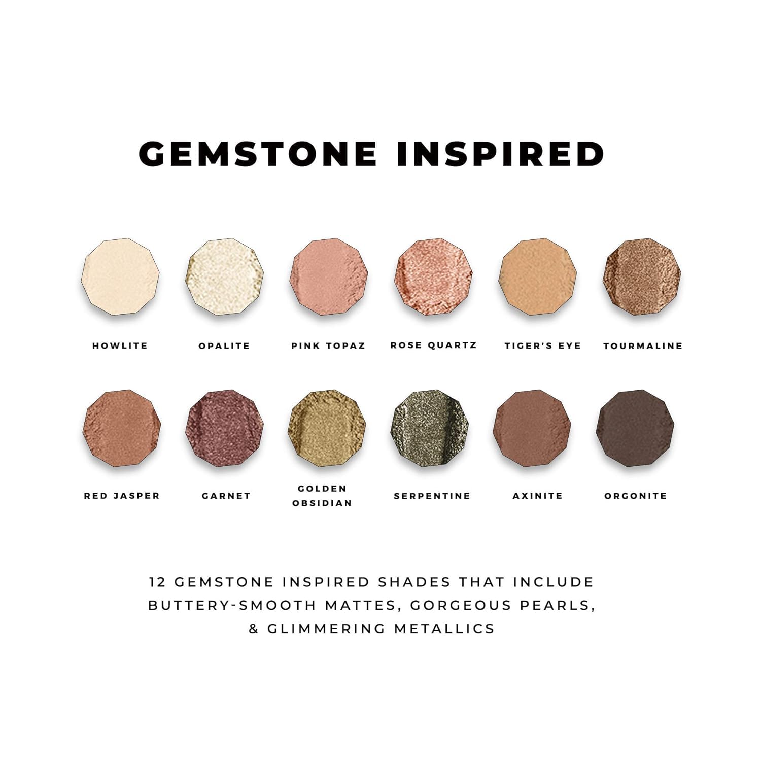 Blinc The Rare Gem Eyeshadow Palette: Matte, Shimmer, Metallic, 12 Colors