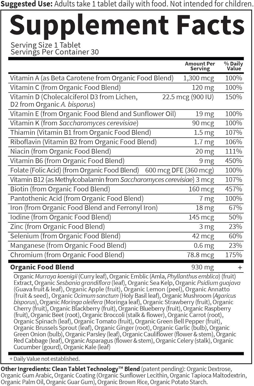 Garden of Life Organics Prenatal Once Daily Vitamins - 30 Tablets