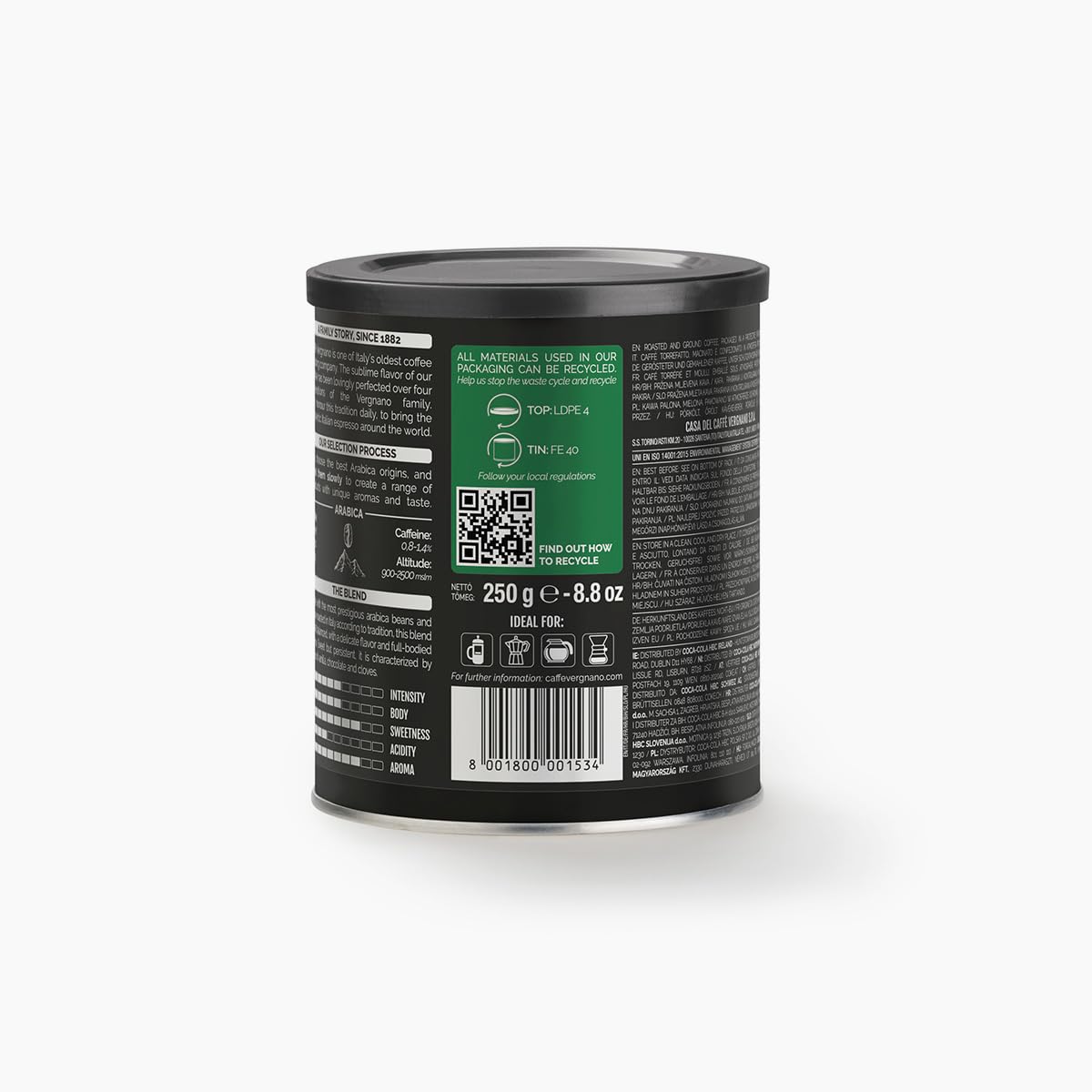 Caffe Vergnano 100% Arabica Medium Roast Espresso Grind Drip Coffee - 8.8 oz