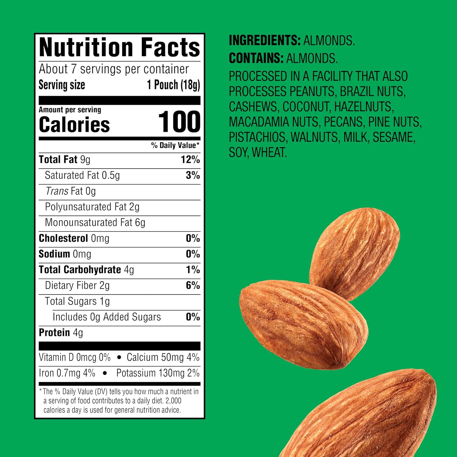 Emerald Nuts Whole Almonds 100-Calorie Packs - 0.62oz (7 Pack)