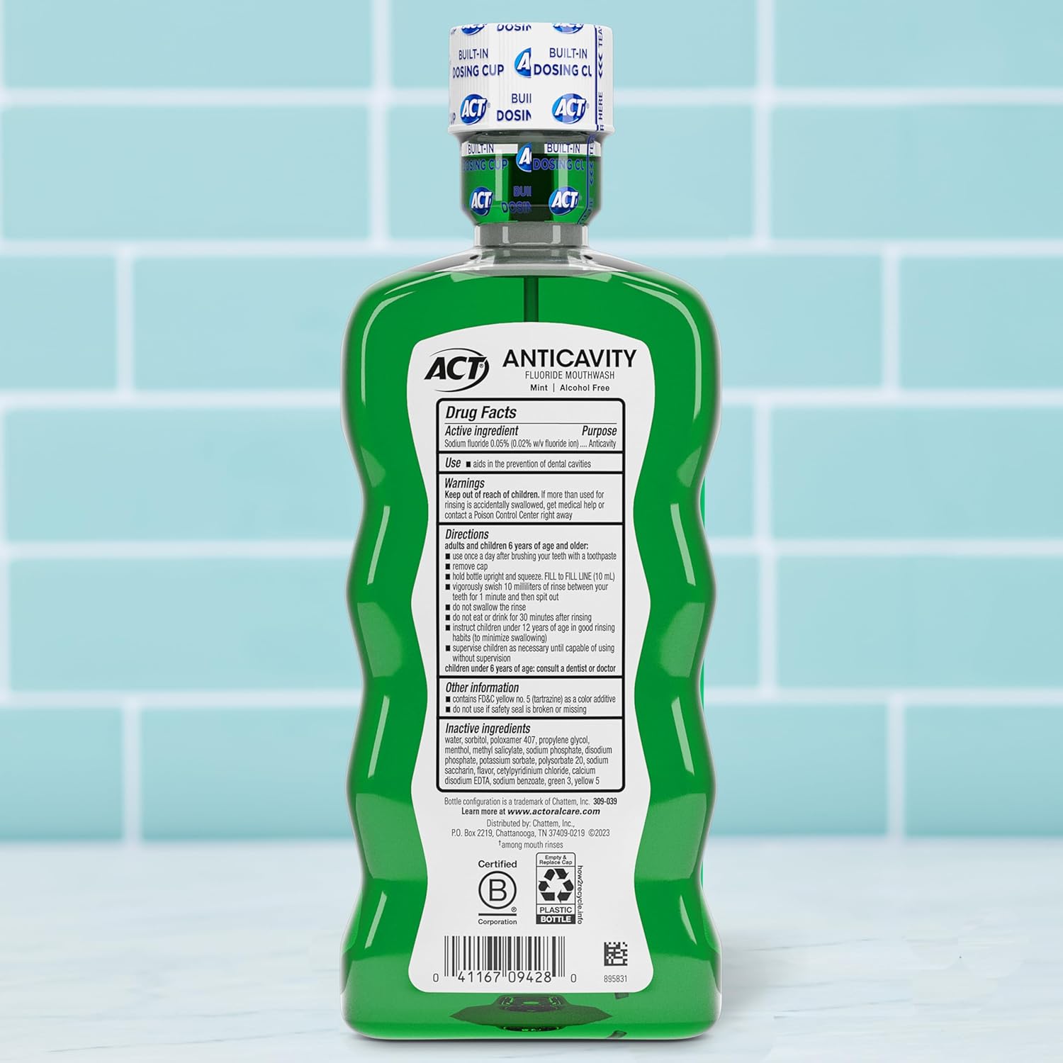 ACT Anticavity Zero Alcohol Fluoride Mouthwash With Accurate Dosing Cup - Mint, 18 fl. oz.