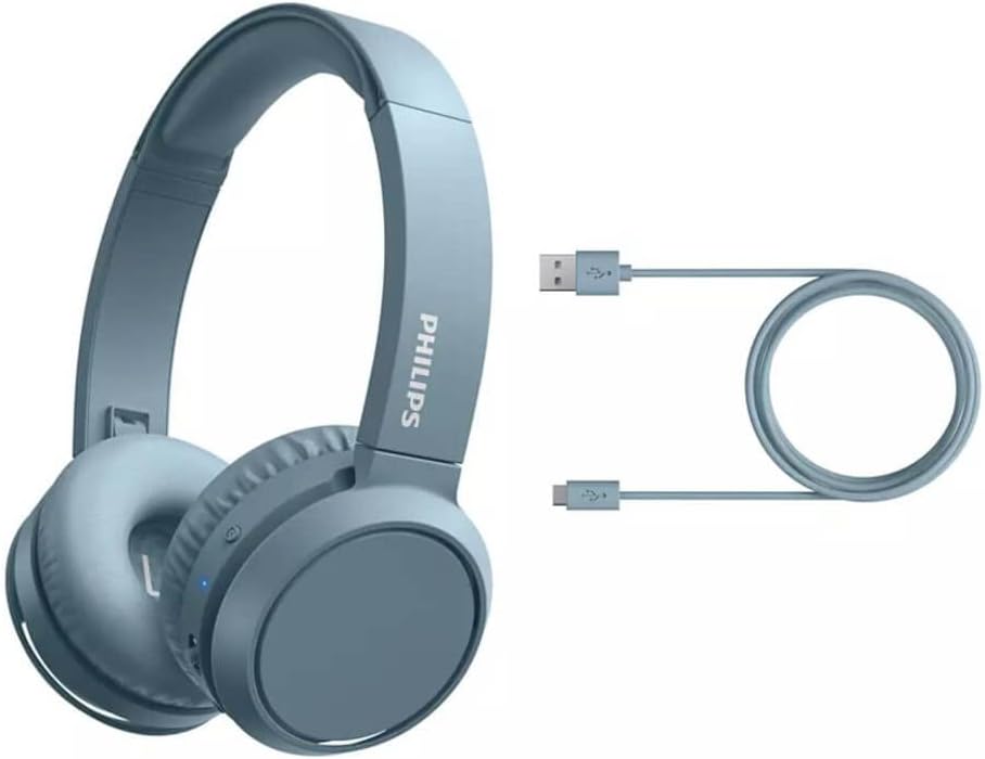 Philips TAH4205 Wireless On-Ear Headphones with Microphone, Bluetooth 5.0, 40mm Drivers, 20-Hour Battery - Blue