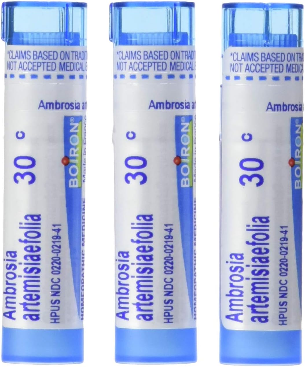 Boiron Ambrosia 30C Ragweed Allergy Relief Meltaway Pellets - 3 Tubes (240 Pellets Total)