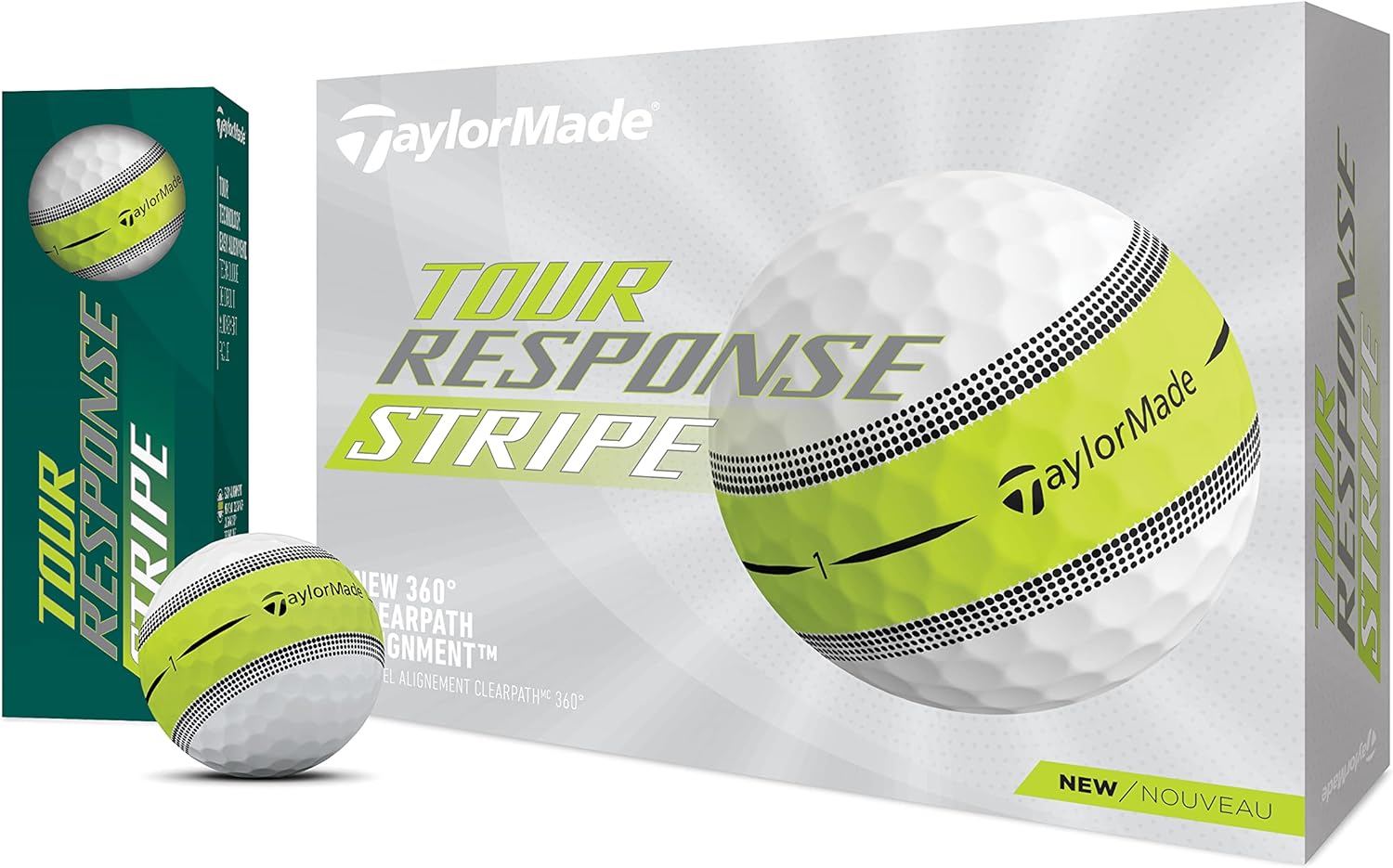 TaylorMade Tour Response Stripe Golf Balls - Yellow, 12ct