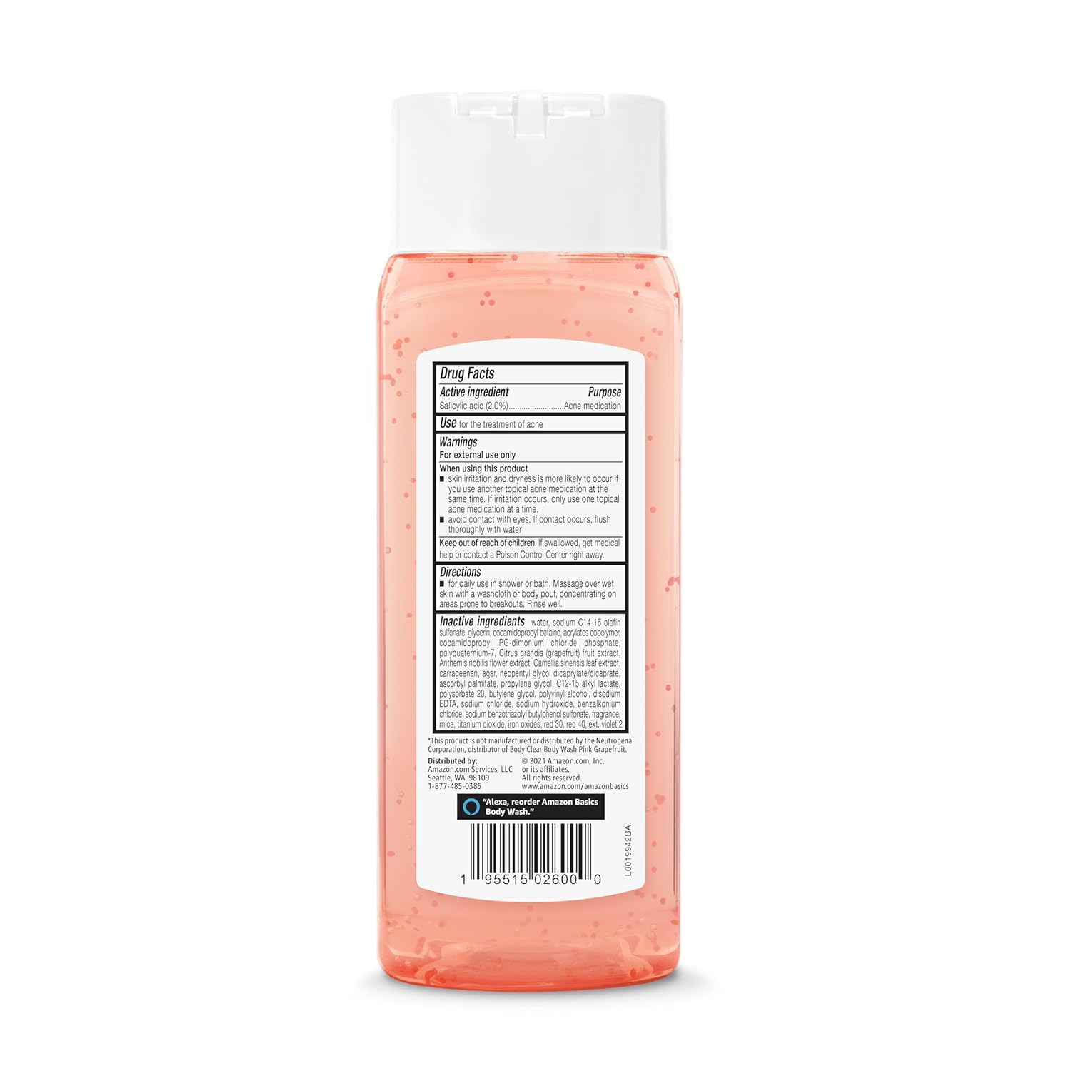 Amazon Basics Clarifying Pink Grapefruit 2% Salicylic Acid Body Wash - 8.5 fl. oz.