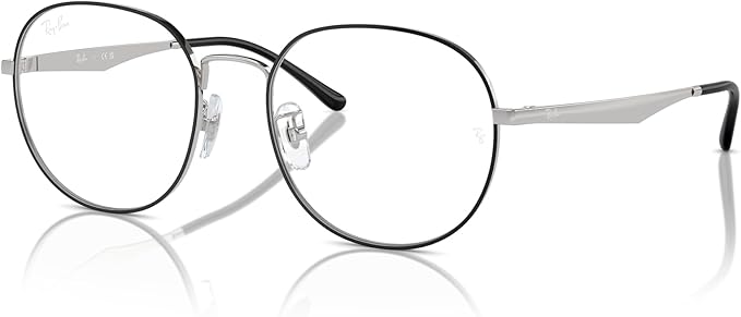 Ray-Ban Unisex RX6517D 2983 Eyewear Frames - Black on Silver Frames, 55/19/145