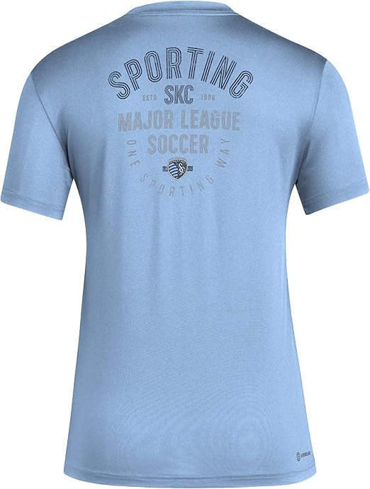 adidas Women's Kansas City Short Sleeve Pregame T-Shirt - Blue, Size Medium Tall