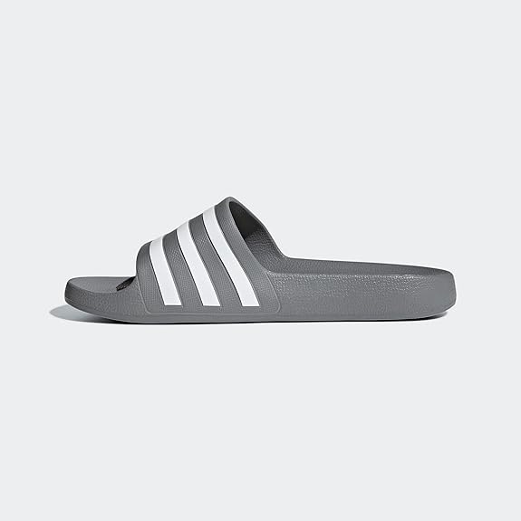 adidas Men's Adilette Shower Slides - Gray/White, Size 14