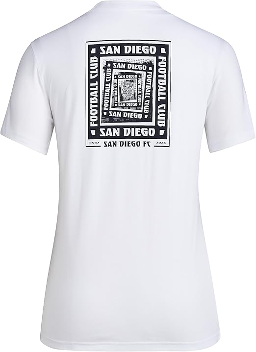 adidas Women's San Diego FC MLS Local Wrap Pre-Game Short Sleeve T-Shirt - White, Size Large