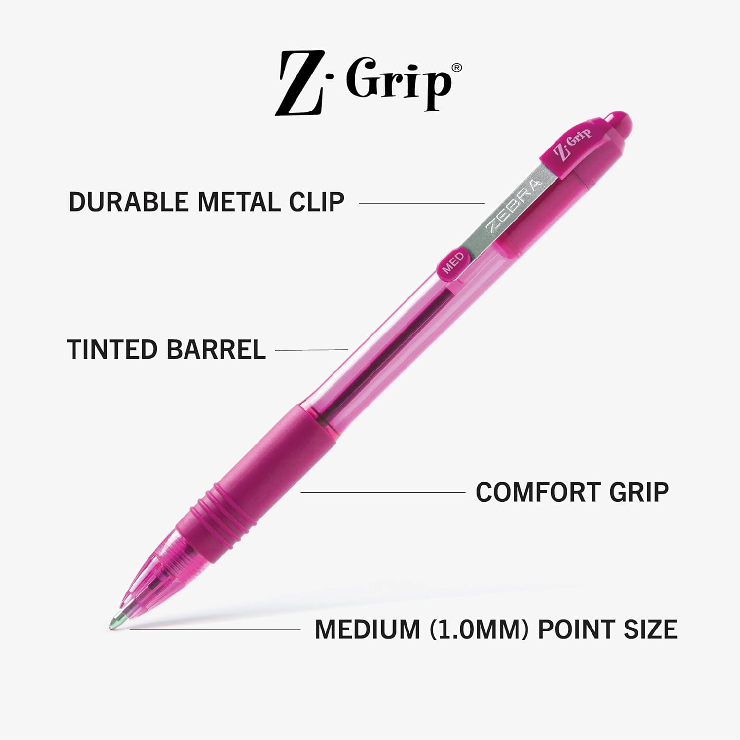 Zebra Z-Grip Retractable Ballpoint Pens, 1.0mm Medium Point, Fashion Assorted 7 Pack
