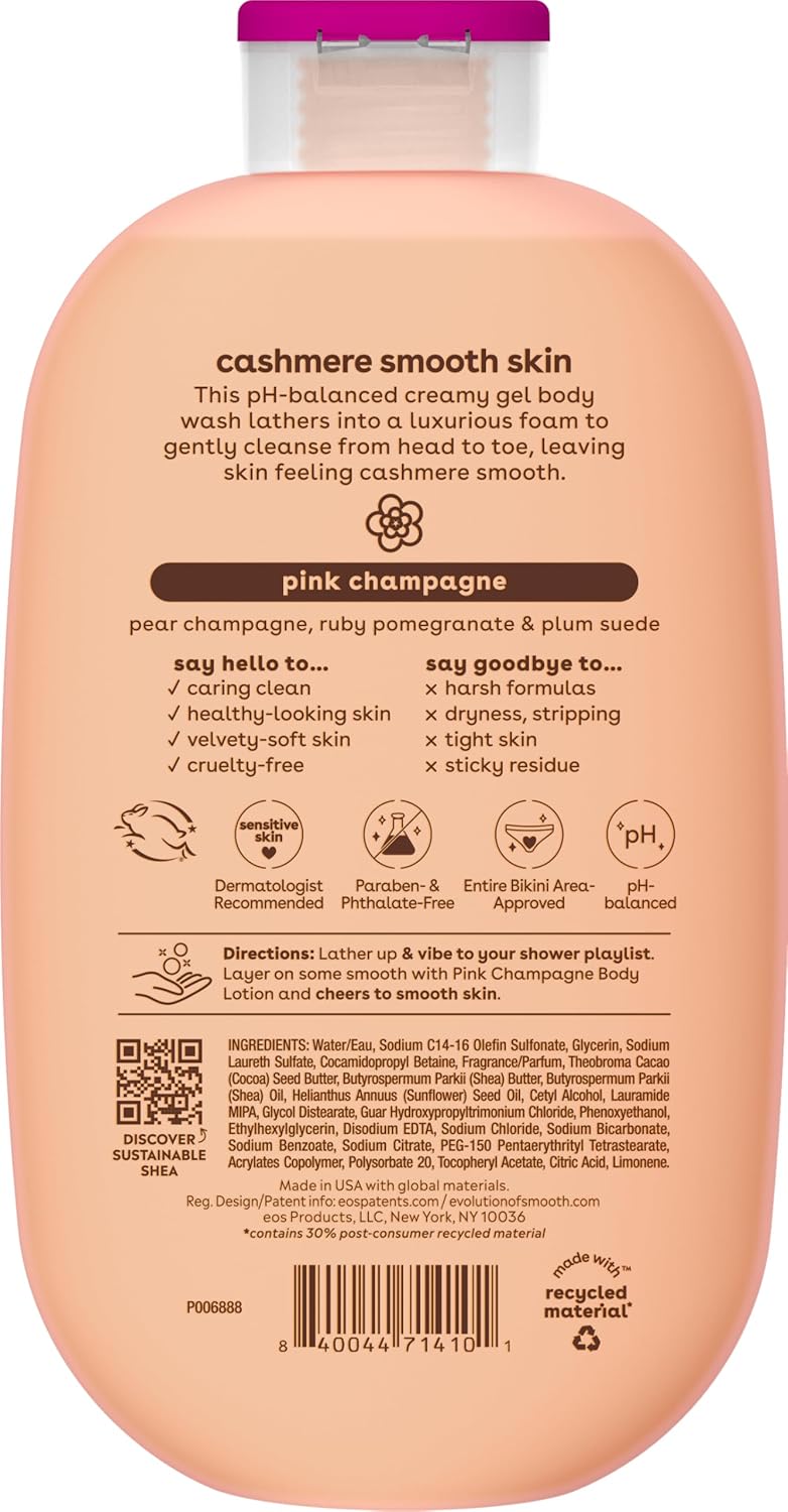 eos Shea Better Cashmere pH Balanced Body Wash - Pink Champagne, 16 fl. oz.