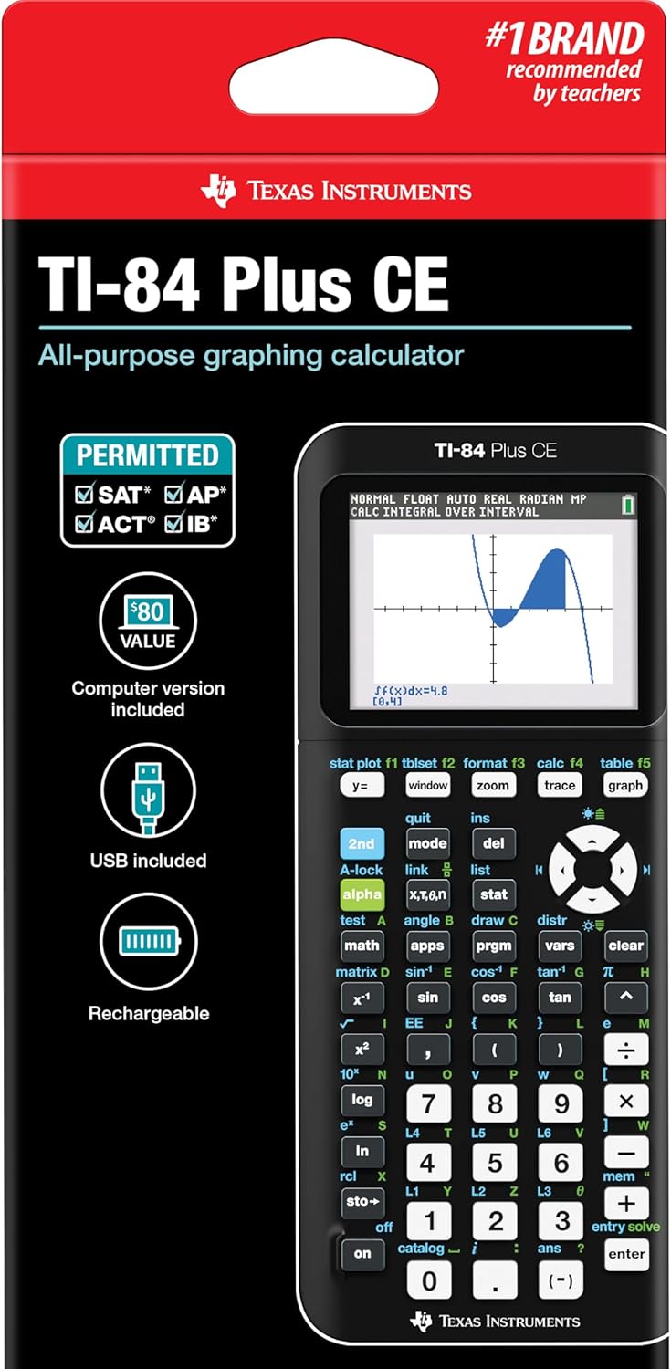 Texas Instruments TI-84 Plus CE Graphing Calculator - Black