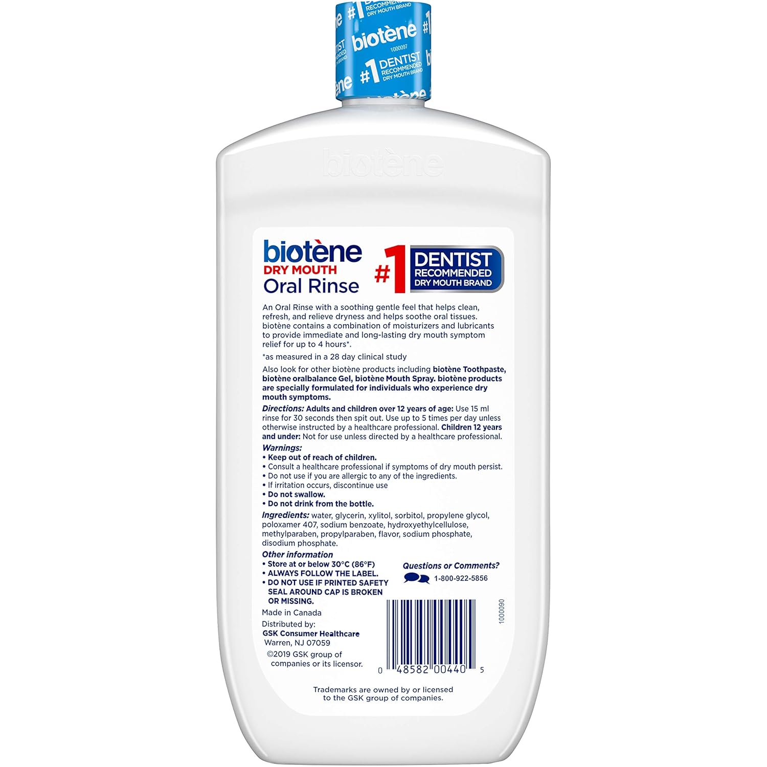 Biotene Oral Rinse Mouthwash for Dry Mouth, Breath Freshener, and Dry Mouth Treatment - Fresh Mint, 33.8 fl. oz.