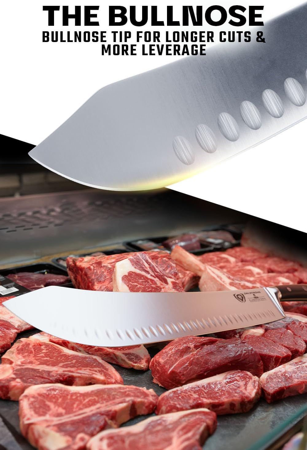 Dalstrong Gladiator Series Bull Nose Butcher Knife, 14" High Carbon Premium German Steel, Black G10 Handle