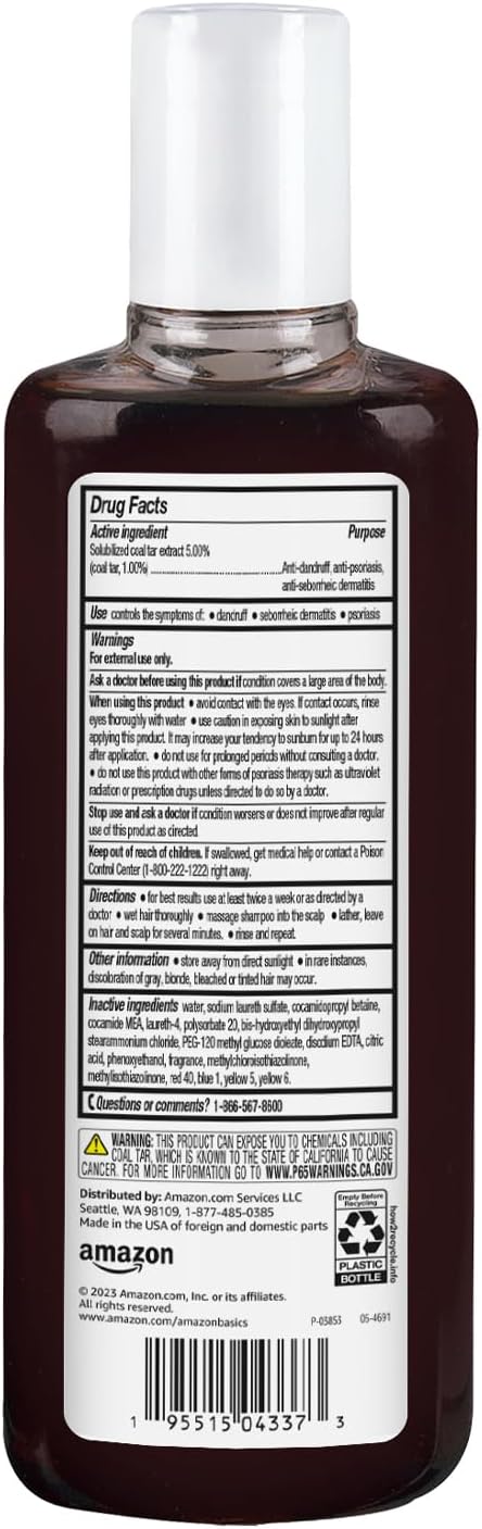 Amazon Basics Therapeutic Tar Gel Anti-Dandruff Shampoo Extra Strength 1% Coal Tar - 6 fl. oz.