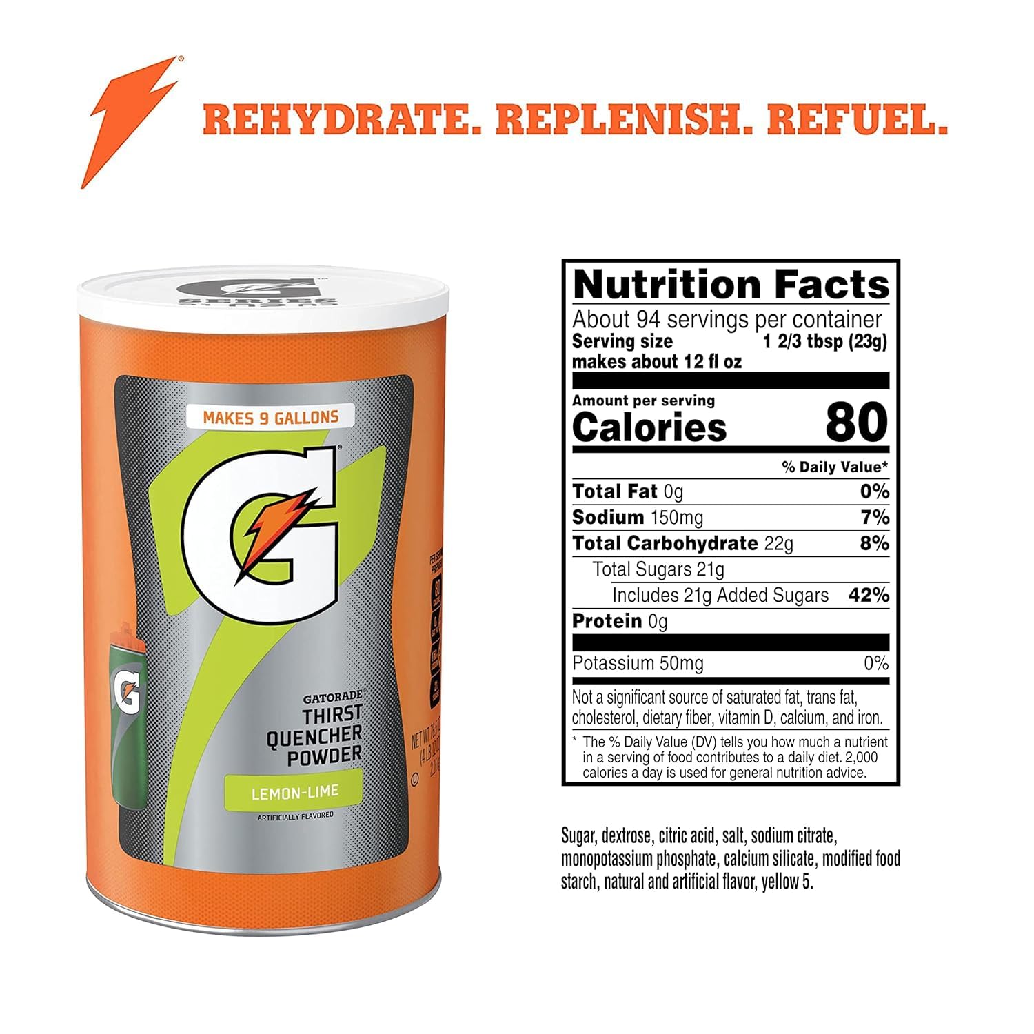 Gatorade Thirst Quencher Powdered Drink Mix - 76.5 Oz Canister, Lemon-Lime