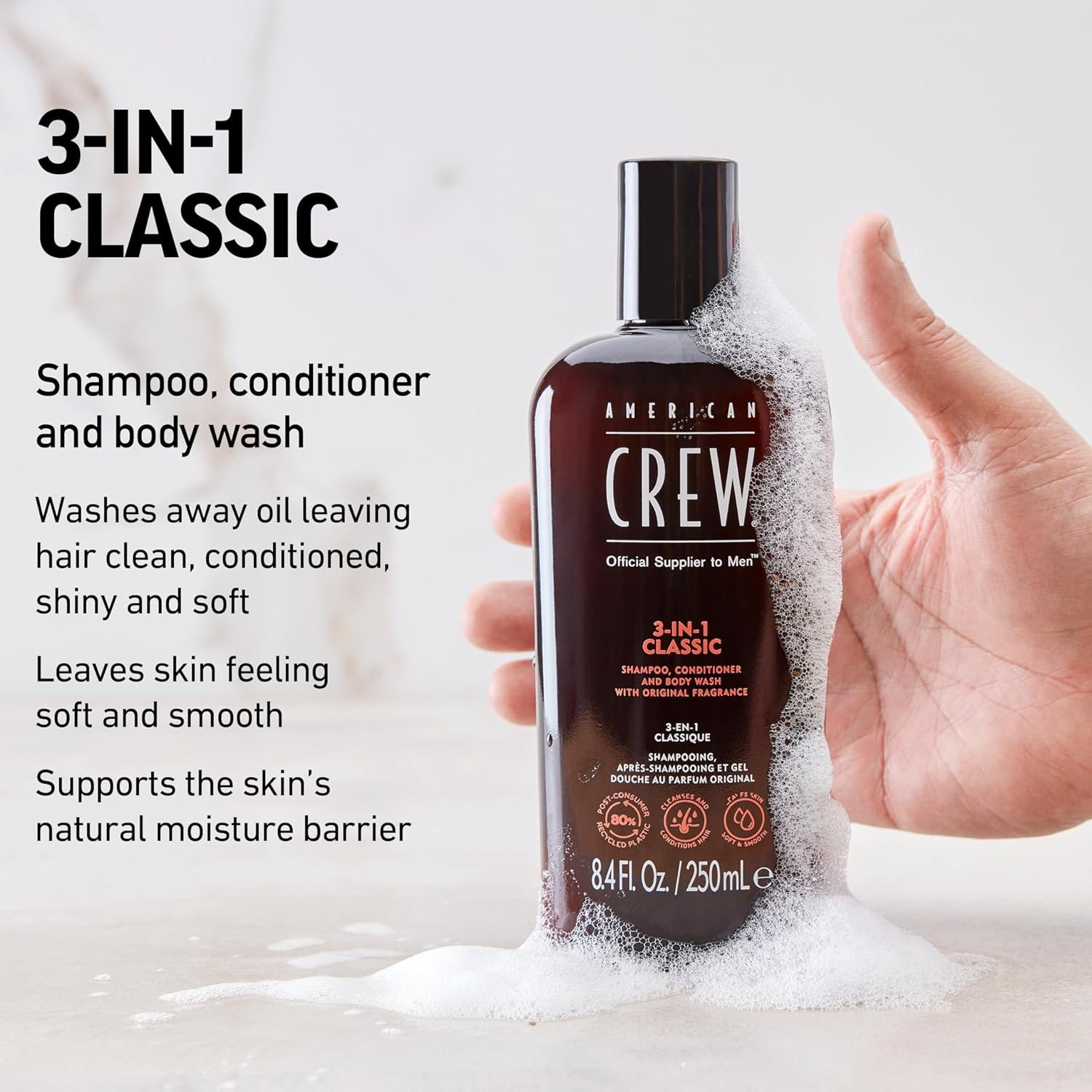 American Crew Men's Classic 3-in-1 Shampoo, Conditioner, and Body Wash - 15.2 fl. oz.
