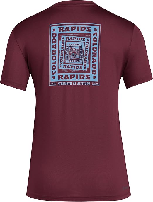 adidas Women's Colorado Rapids Local Warp Pre-Game Short Sleeve T-Shirt - Maroon, Size XL