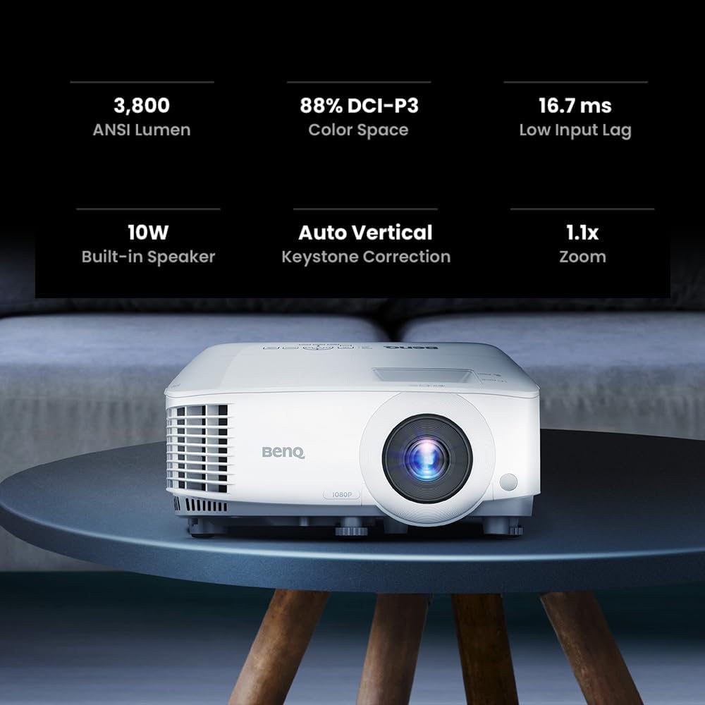 BenQ TH575 1080p Full HD DLP Home Theater Gaming Projector, 3800 Lms, Dual HDMI, 1.1x Zoom