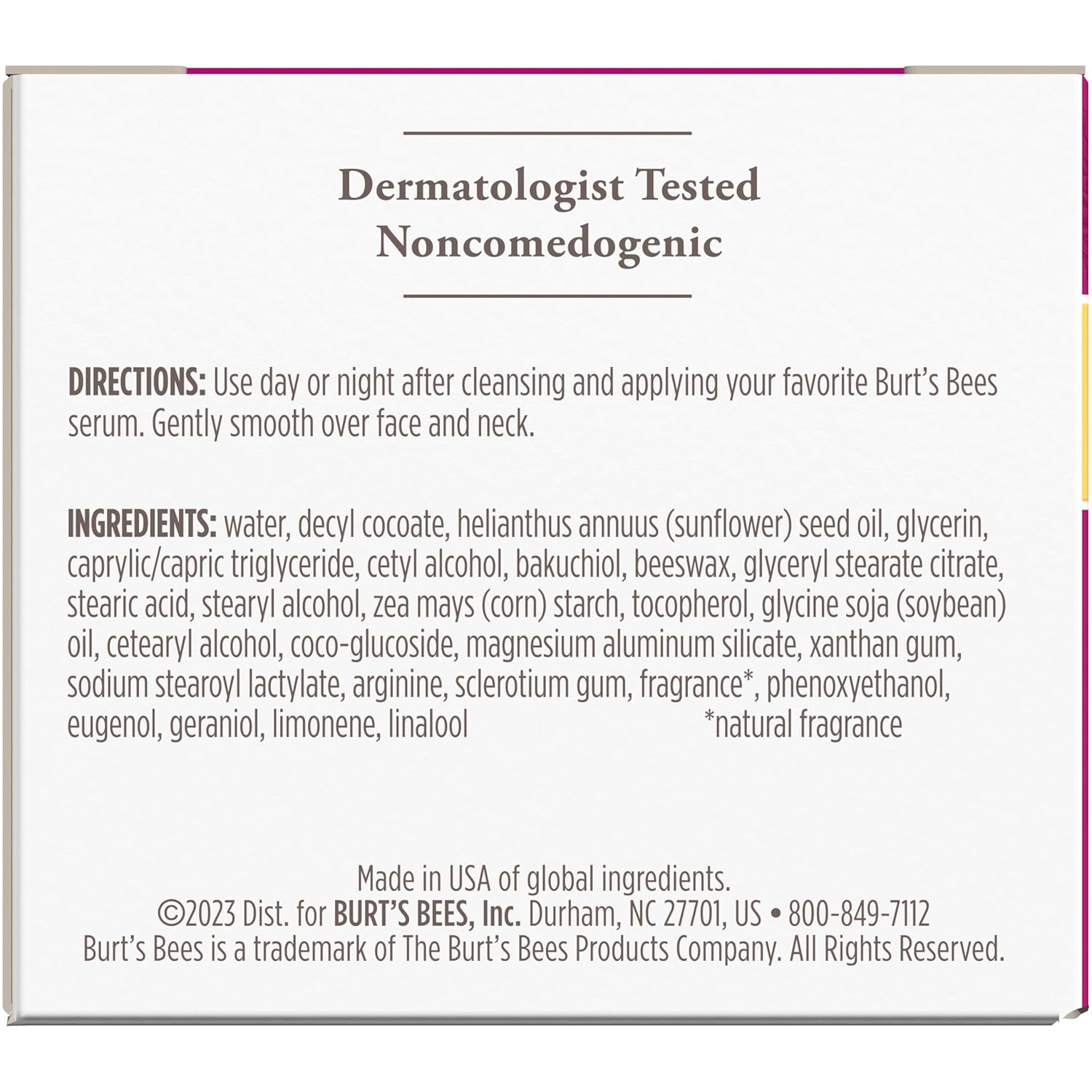 Burt's Bees Firming Moisturizing Cream for Face, Fragrance Free, 1.8 oz