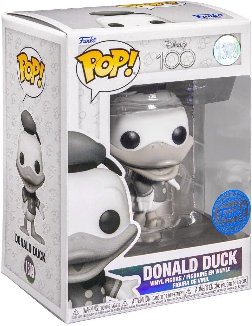 Disney 100 Black and White Donald Duck Pop! Vinyl Collectible Figure - Limited Edition Exclusive