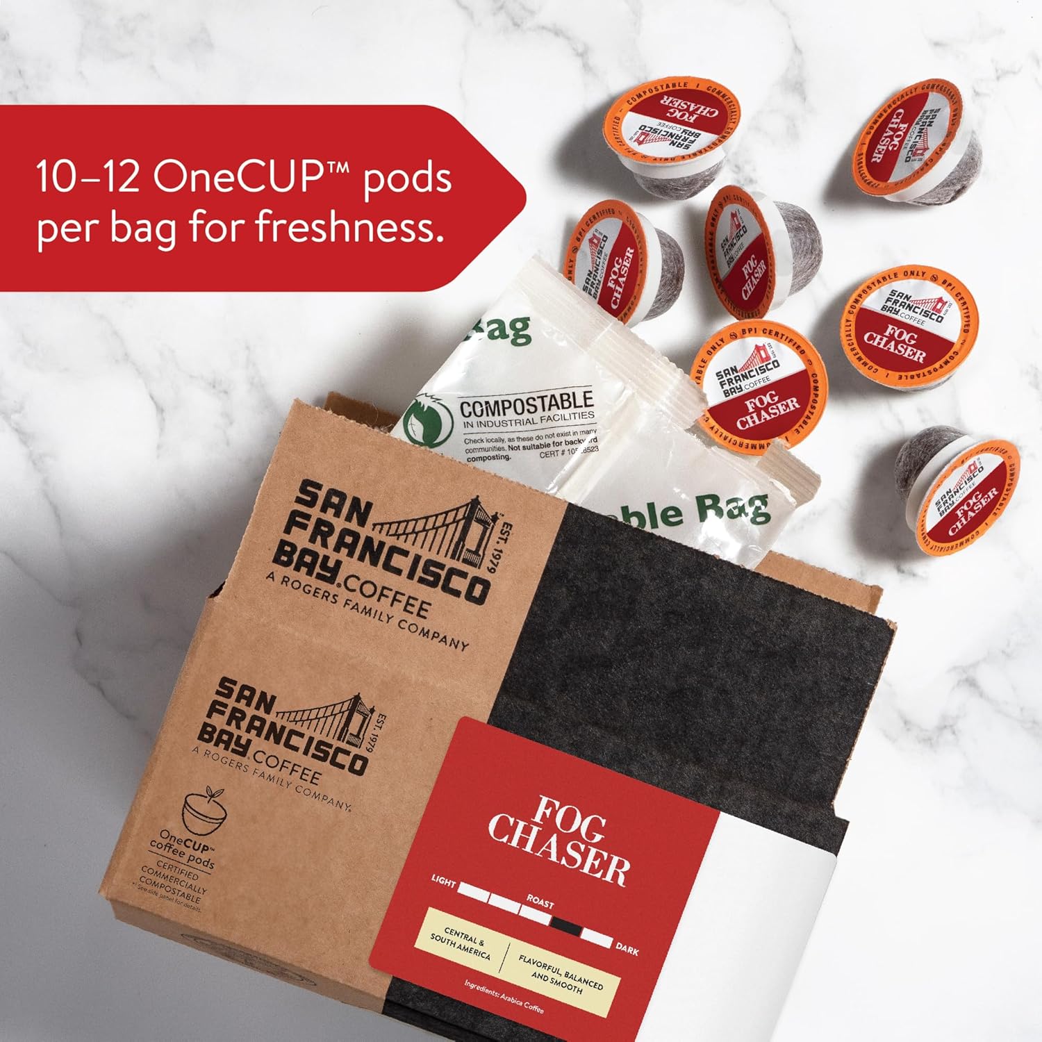 San Francisco Bay Fog Chaser Medium Roast Compostable Keurig K-Cup Coffee Pods - 80ct