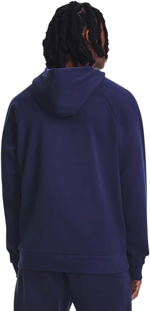 Under Armour Men's Rival Fleece Hoodie - Midnight Navy & White, Size Medium