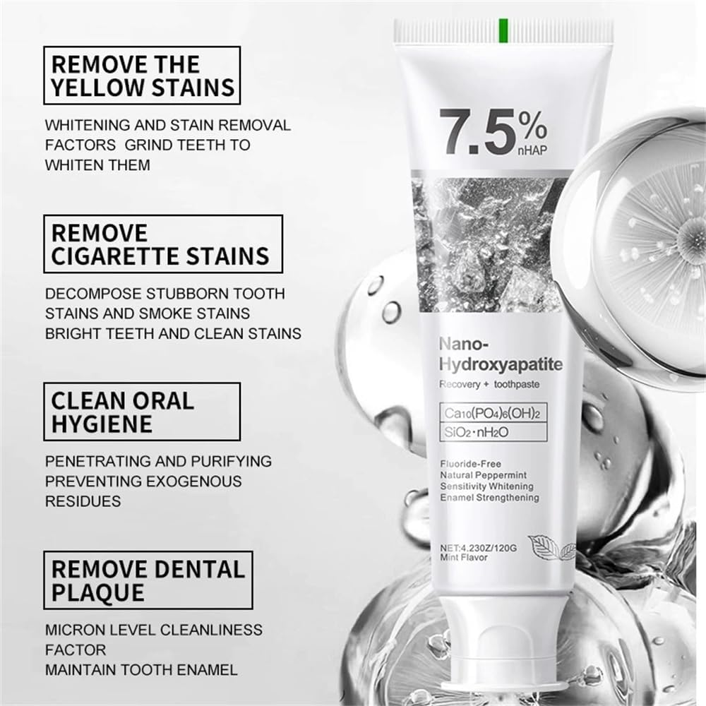 MoonGaze 7.5% Hydroxyapatite Toothpaste, Fluoride-Free for Sensitive Teeth - Gentle Mint, 4.23oz (2 Pack)