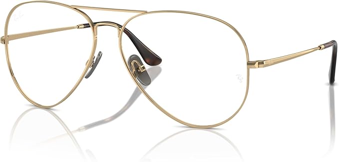 Ray-Ban Men's Rx8789 1247 Aviator Titanium Eyewear Frames - Polished Light Brown, 58/14/140