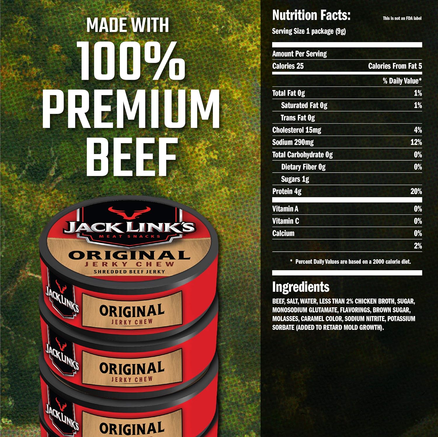 Jack Link's Beef Jerky Chew, Original Flavor, 0.32 oz - 36 Count Case