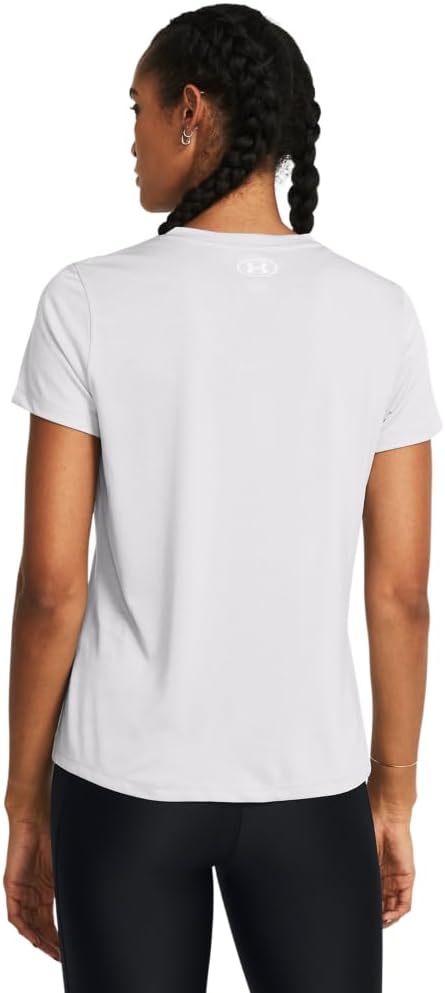 Under Armour Women's Tech V-Neck Short Sleeve T-Shirt - Halo Gray/White, Size Medium