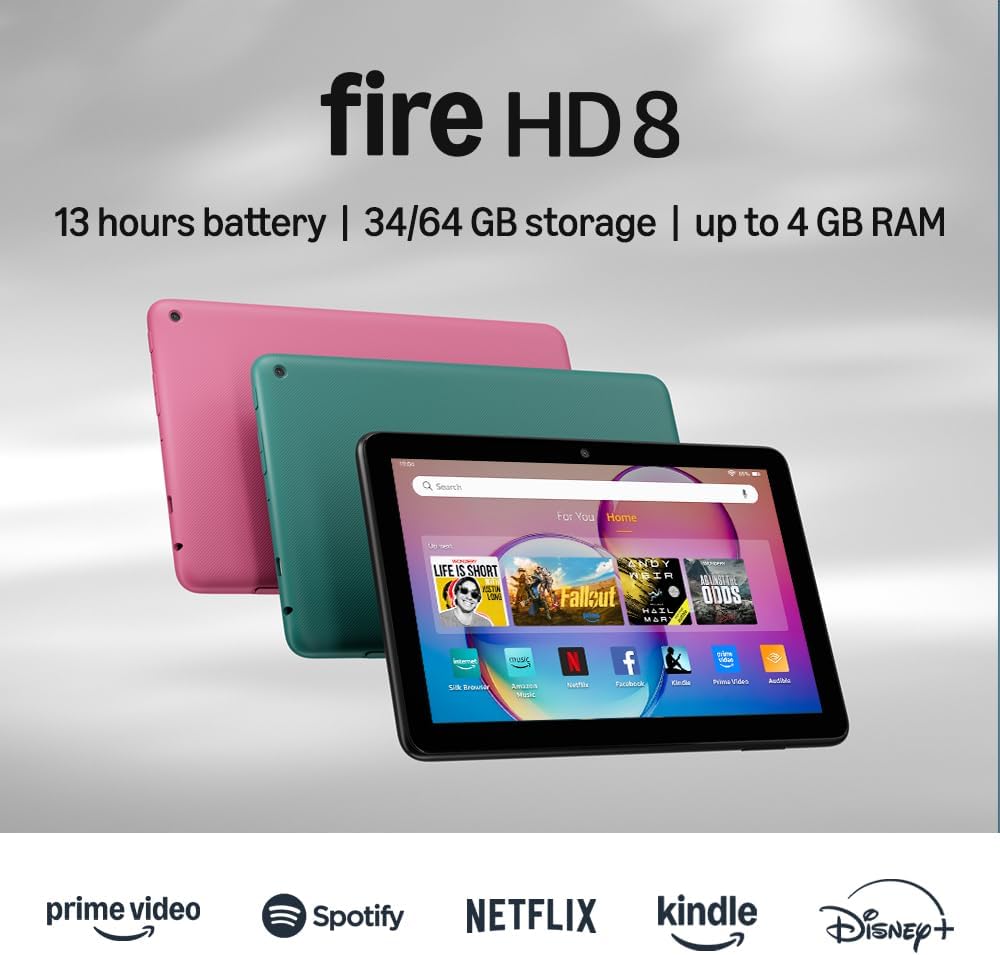 Amazon Fire HD 8 Tablet (2024), 32GB, 8" HD Display - Emerald