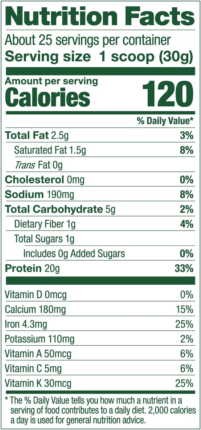 Vega Plant-Based Protein and Greens Powder - Vanilla, 26.8oz