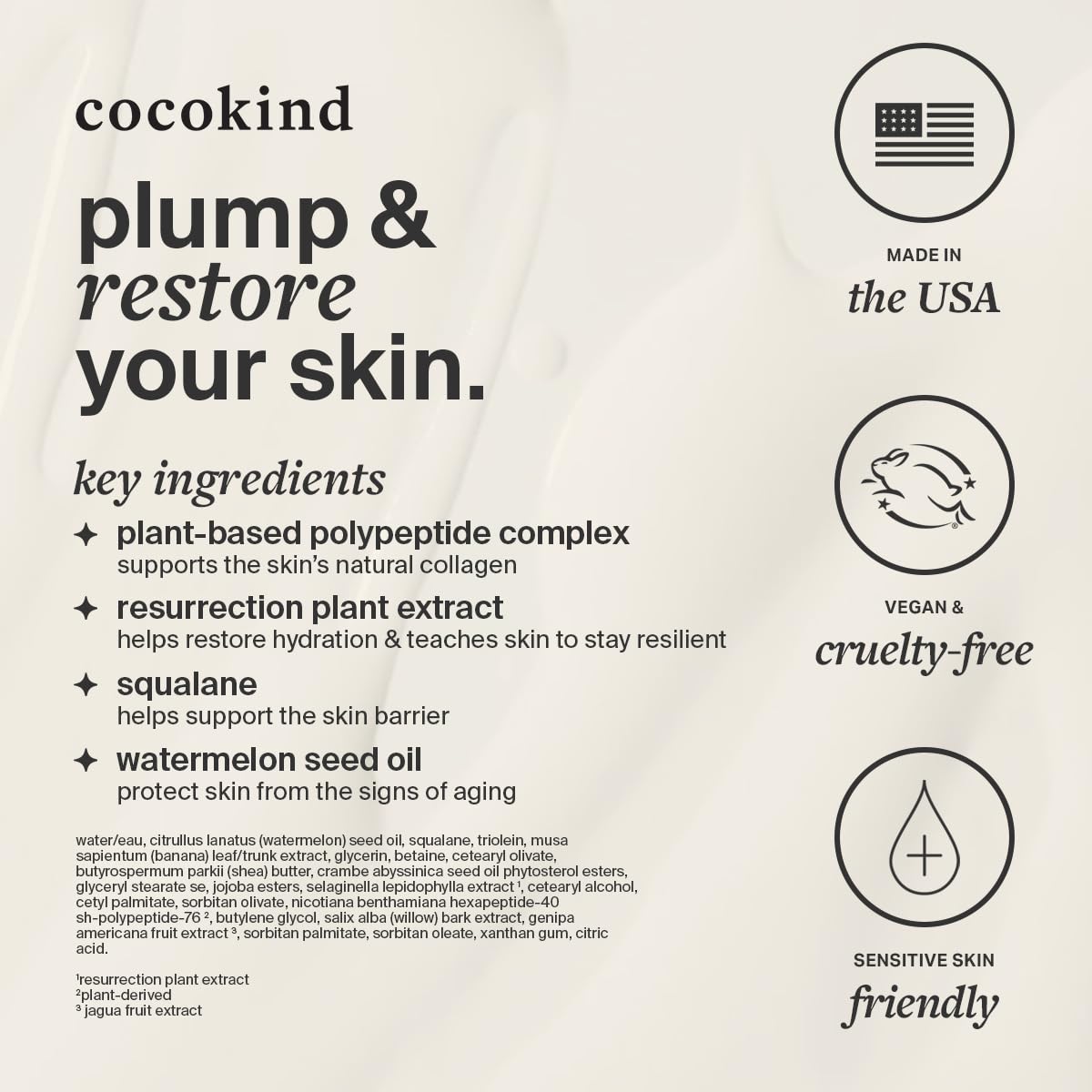 Cocokind Resurrection Polypeptide Cream Hydrating Facial Moisturizer, 1.7 Oz