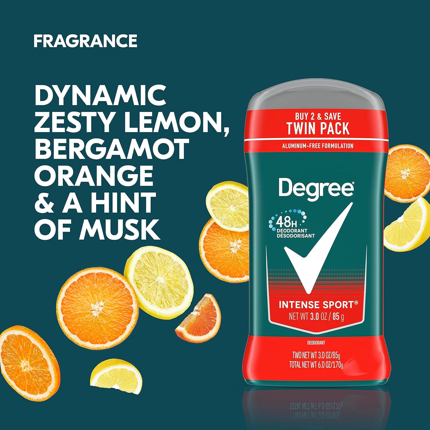 Degree Men's Aluminum-Free 24H Deodorant Stick - Intense Sport, 3oz (Twin Pack)