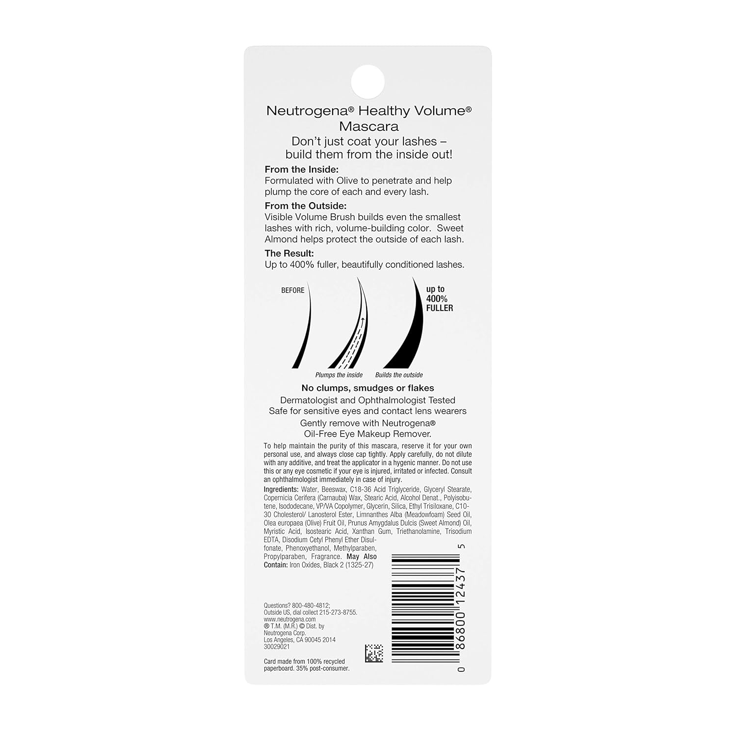 Neutrogena Healthy Volume Lash-Plumping Mascara, Black 02, 0.21oz