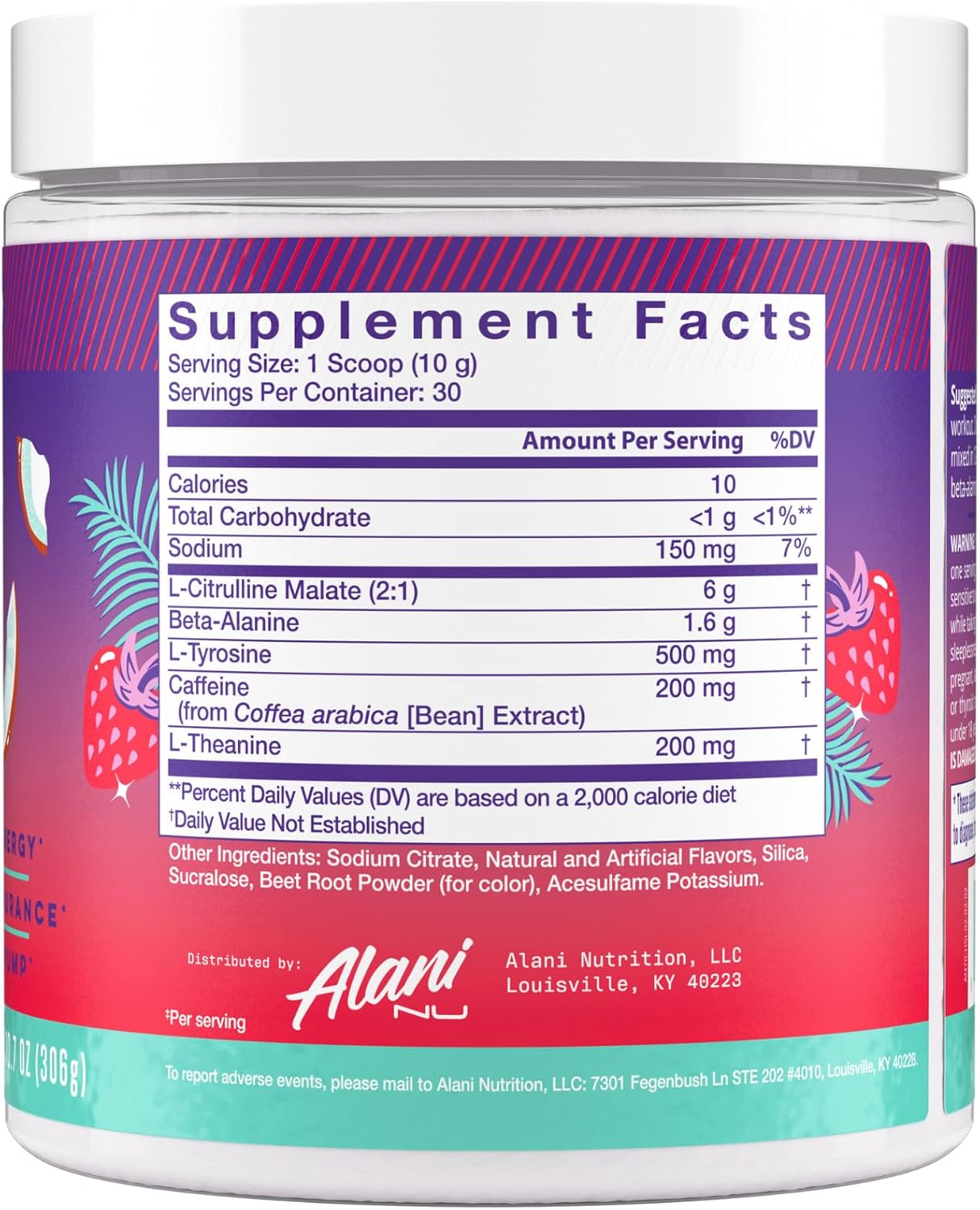 Alani Nu Pre Workout Powder - Hawaiian Shaved Ice, 10.2 Oz (30 Servings)