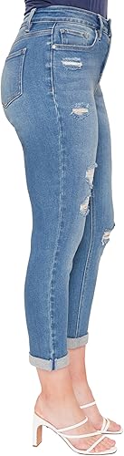 Royalty For Me Women's Vintage 5 Pocket Slim Straight Cuff Jeans - Medium Blue, Size 10