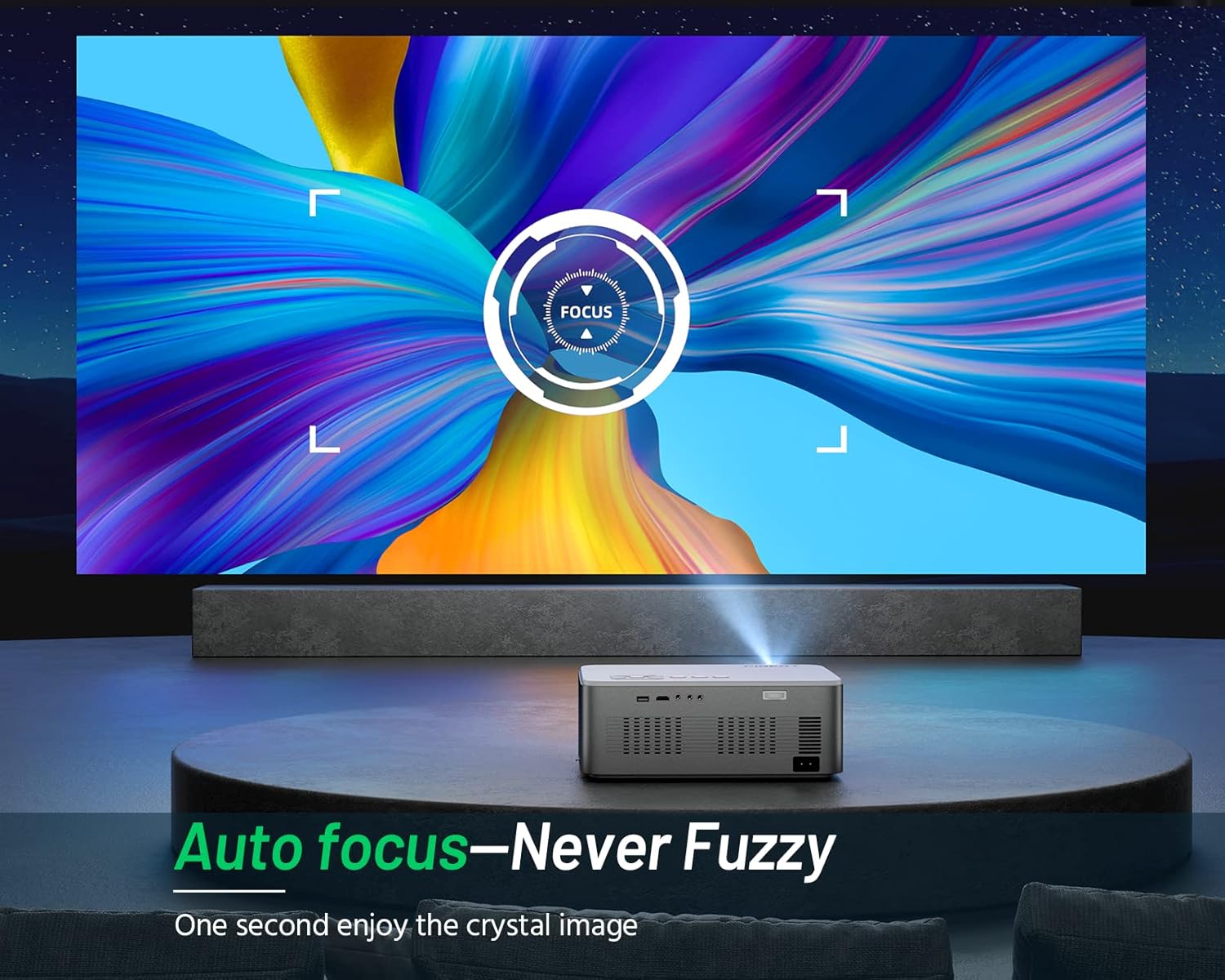 CiBest New Gloris G1 Tabletop Bluetooth/Wi-Fi Projector - Supports Android TV 10.0, 4K Native 1080P