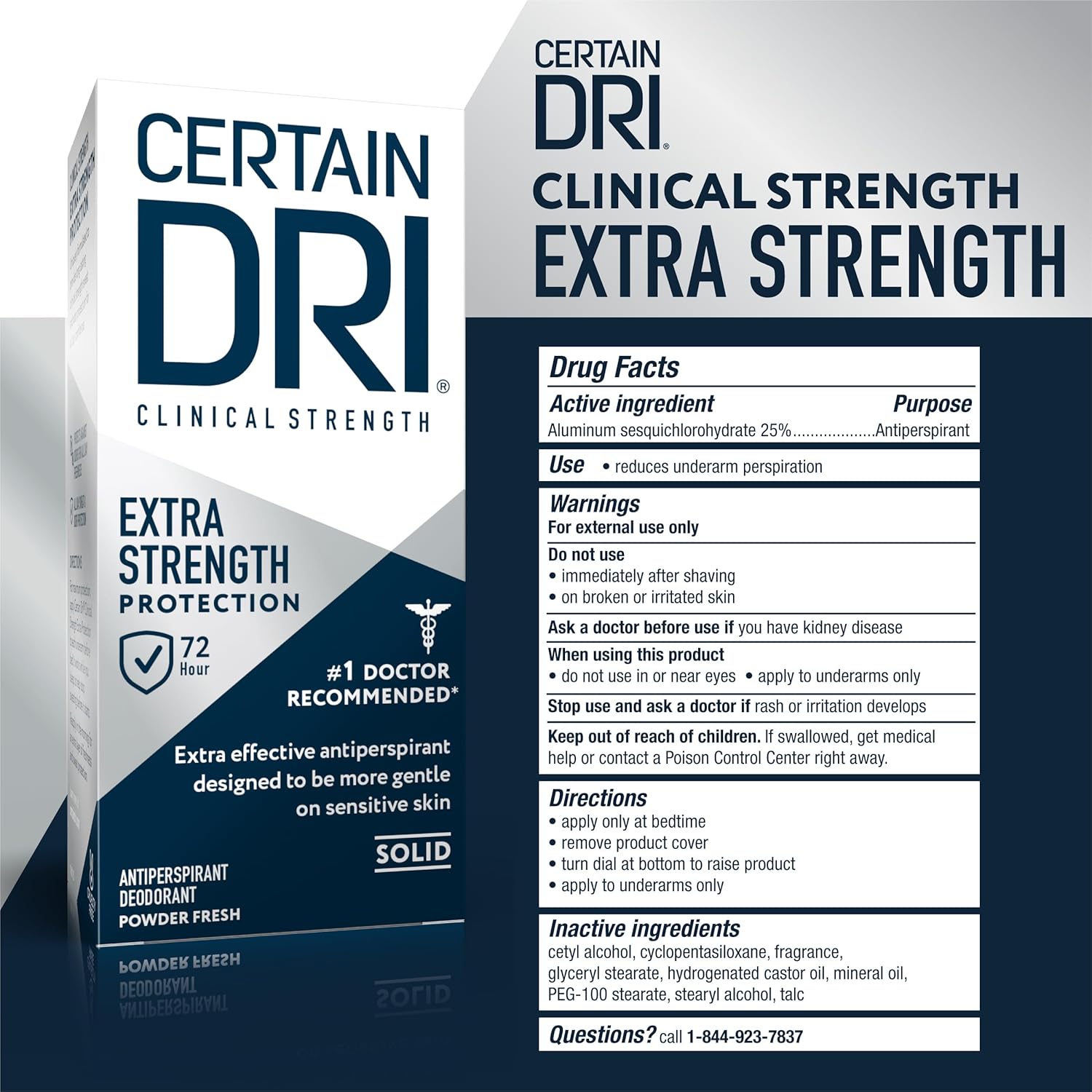 Certain Dri Extra Strength Clinical Solid Antiperspirant - Powder Fresh, 1.7oz Stick