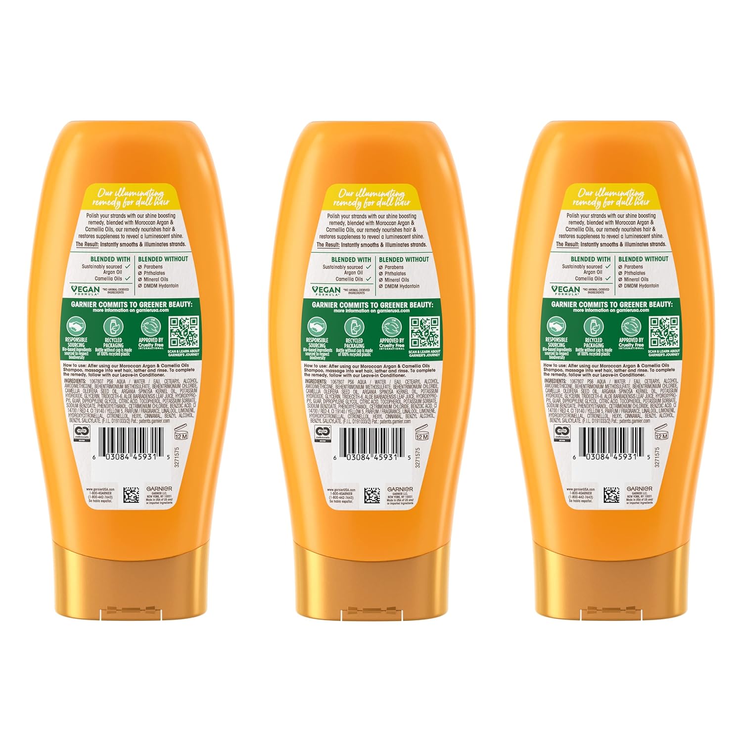 Garnier Whole Blends Conditioner w/Moroccan Argan & Camelilia Oils - 12.5 fl. oz. (3 Pack)