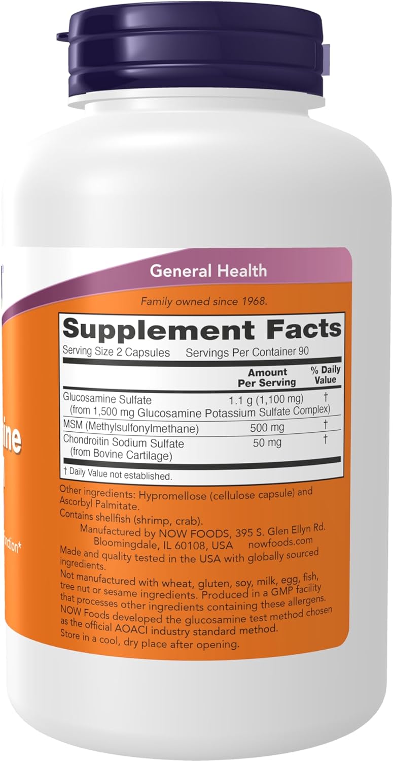 Now Foods Glucosamine & MSM for Joint Health - 180 Capsules