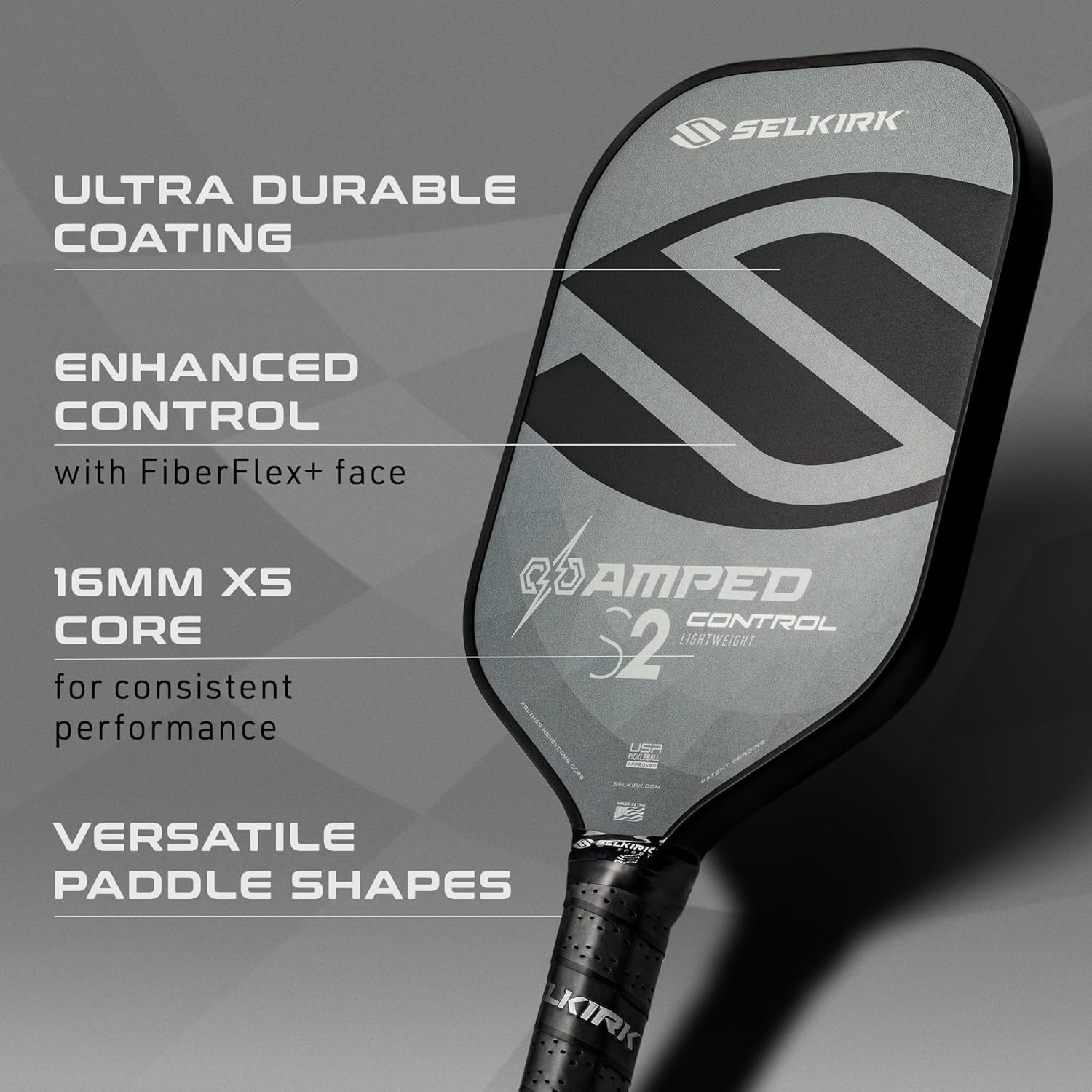 Selkirk AMPED S2 Control Lightweight Pickleball Paddle - Gray