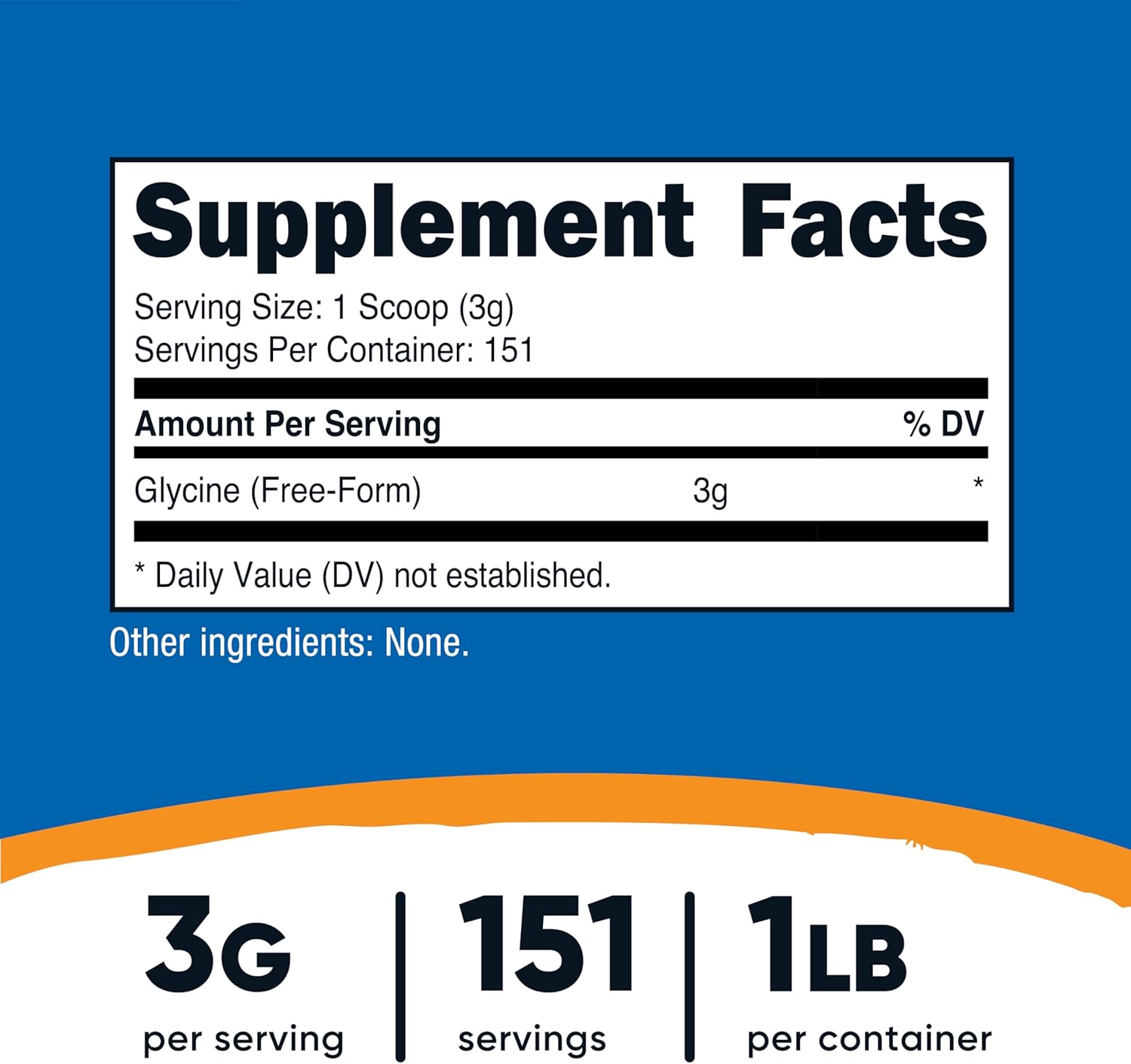 Nutricost Glycine Powder - Unflavored, 1 lb. (151 Servings)