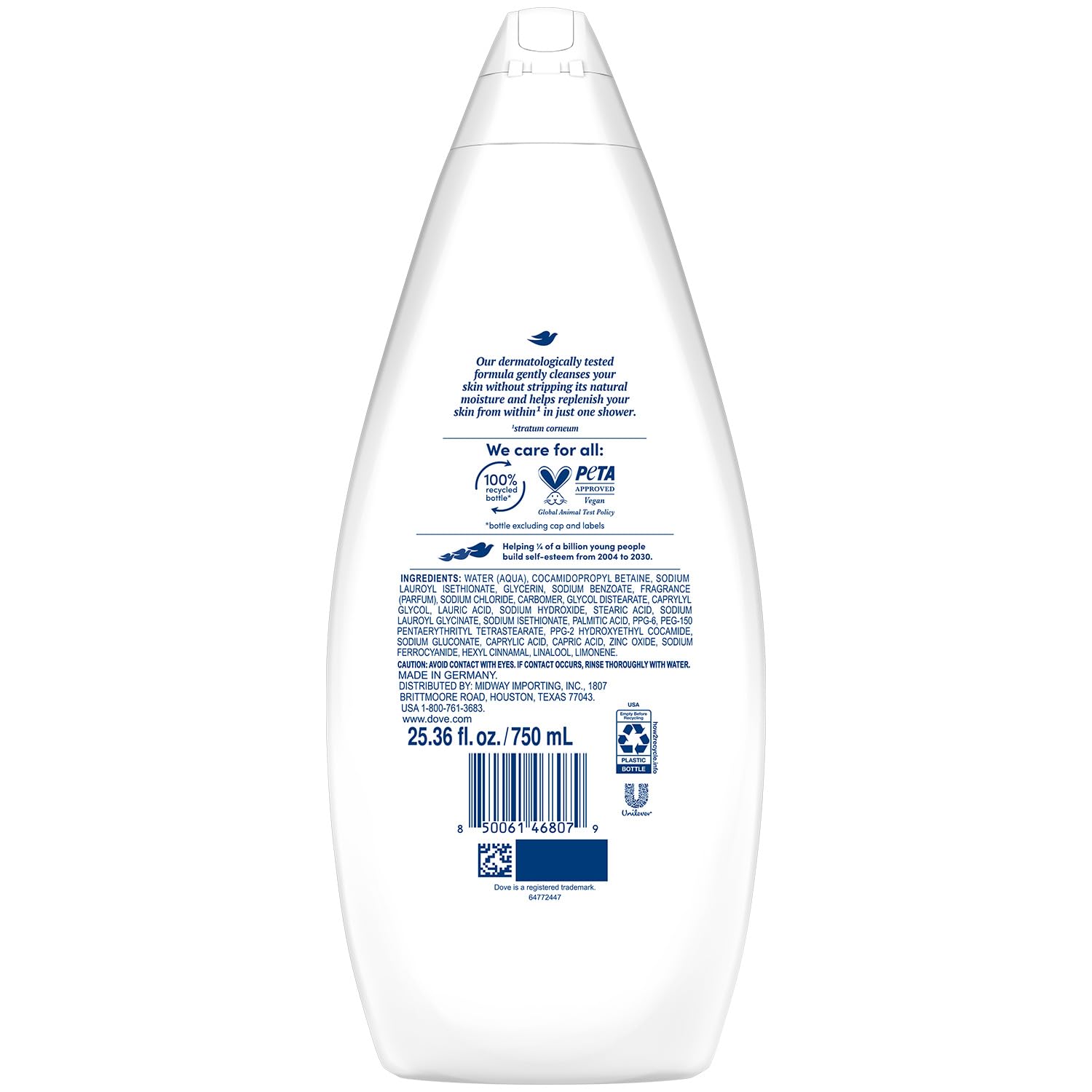 Dove Body Wash - Hydrate Moisturizing Cleanser, 25.36 fl. oz. (4 Pack)
